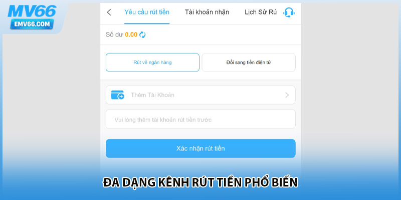 Đa dạng kênh rút tiền phổ biến